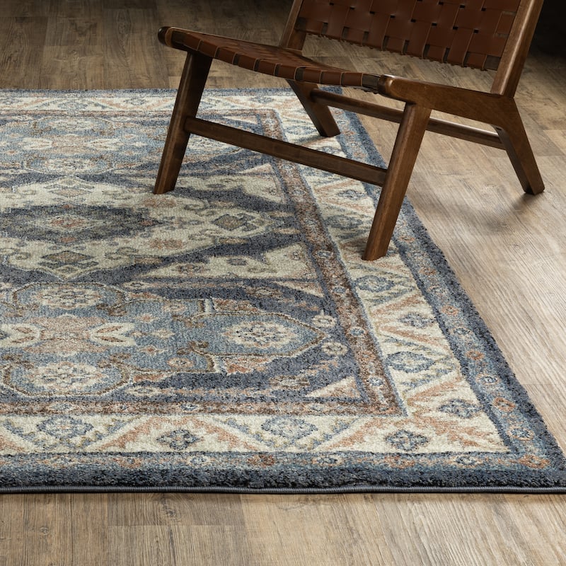 ROW Gemma Triple Medallion Traditional Blue/Rust Area Rug