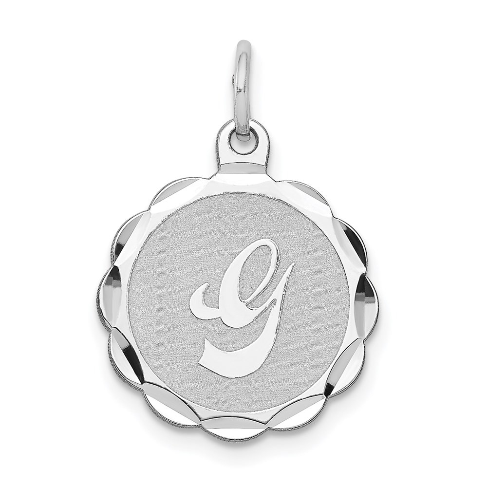 925 Sterling Silver Brocaded Initial G Charm and Pendant