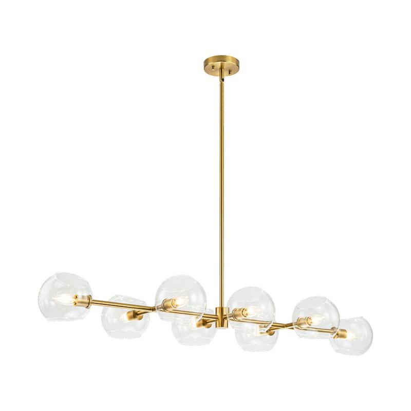 8-Light Modern Linear Clear Glass Globe Bubble Chandelier for Dining Room