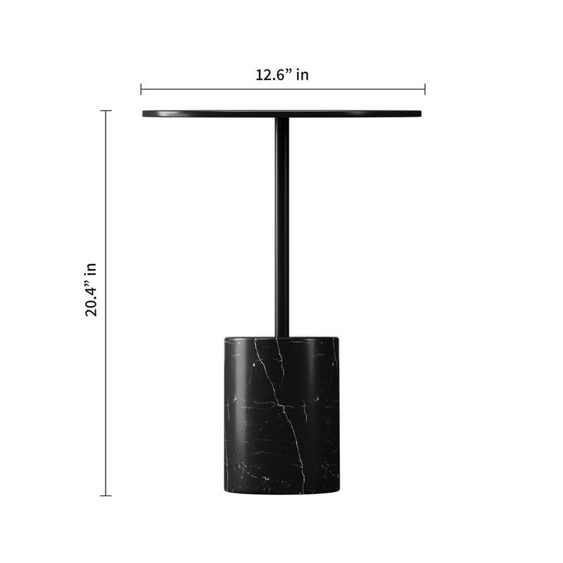 HomeRoots 20" Black Steel And Marble Round End Table - 12.6' X '20.4' X '12.6