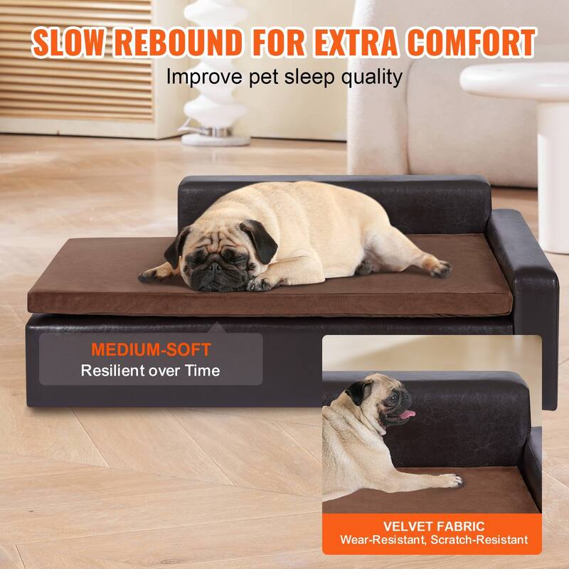 Brown Soft Faux Leather Dog Sofa Couch Perfect for Indoor Pets Suitable for Various Places