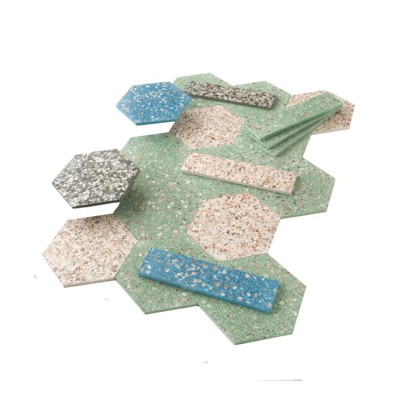 Amalfi 9x8 in. Glossy Shell, Terrazzo Hexagon Wall and Floor Tile (1.8 sq ft/case, 5-Pack)