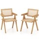 preview thumbnail 1 of 7, Set of 2 Rattan Accent Chairs with Natural Bamboo Frame-Natural - 20" x 20.5" x 32" (L x W x H)