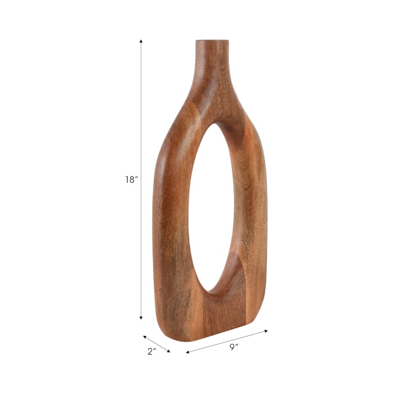 Mango Wood Sculptural Vase Decorative Handcrafted Eye-Catching Form