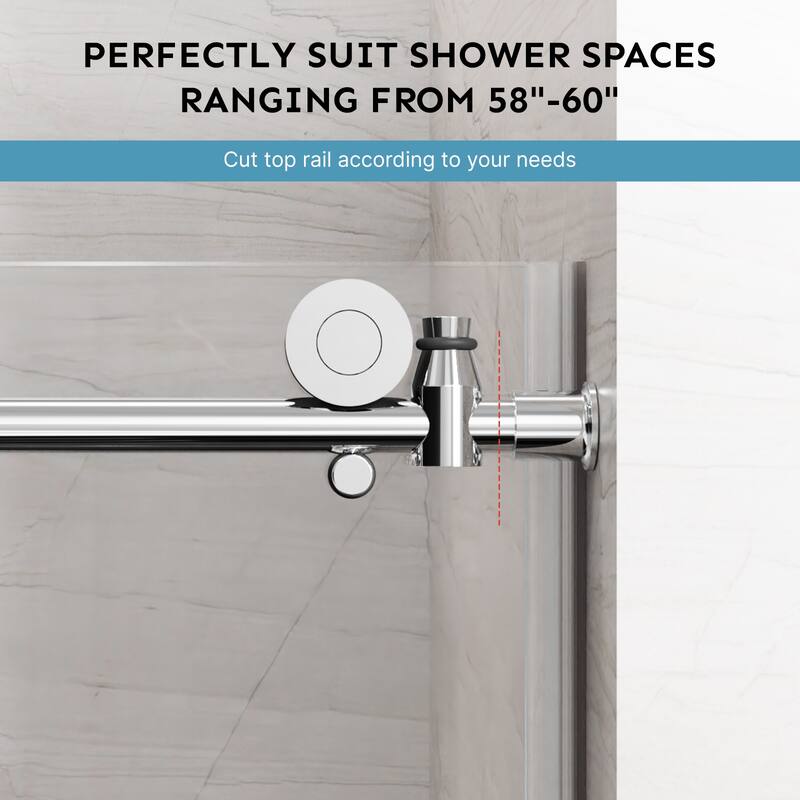 Frameless Sliding Shower Door Adjustable Single Slide