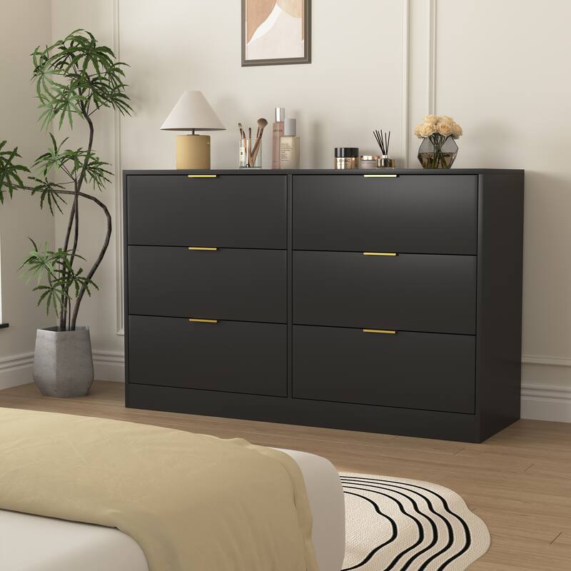 Modern 6 Drawer Dresser, Large Capacity Storage Cabinet, Clothing Organizer with Metal Handles for Bedroom, Living Room