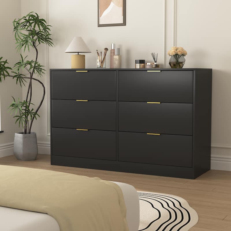 Simply Modern 6-Drawer Dresser, Chest of Drawers for Bedroom, Living Room, Hallway, and Entryway - Large Storage Cabinet