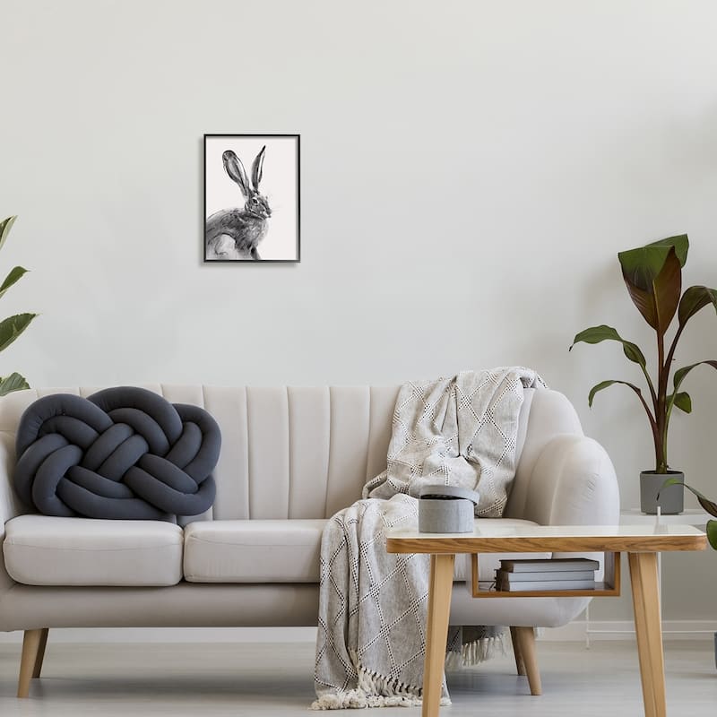 Stupell Resting Wild Hare Portrait Bold Face Rabbit Illustration Framed Wall Art