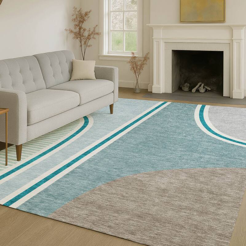 Machine Washable Indoor/ Outdoor Contemporary Keely Chantille Rug