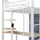 preview thumbnail 57 of 78, Full Size Metal Loft Bed with Workstation Desk, Built-In Shelves, LED Light Strip, Power Outlet & Hanging Wardrobe Storage