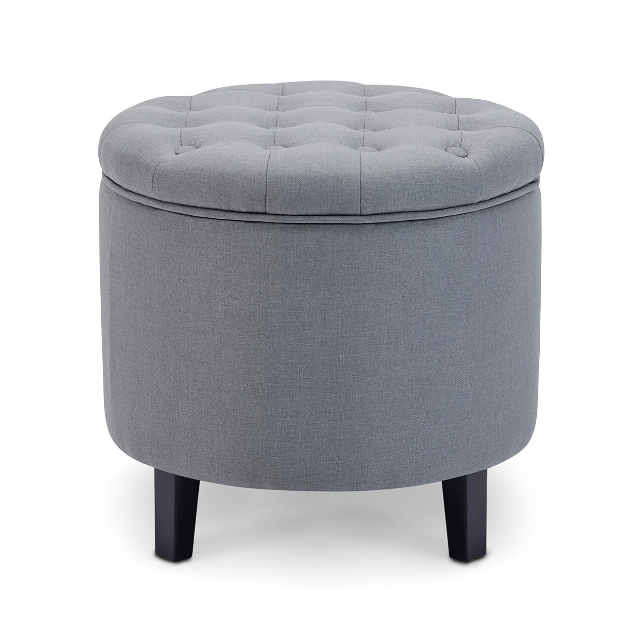 Belleze Nailhead Round Tufted Storage Ottoman Large Footrest Stool Coffee Table Lift Top Gray Belleze Nailhead Round Tufted Storage Ottoman Large Footrest Stool Coffee Table Lift Top Gray