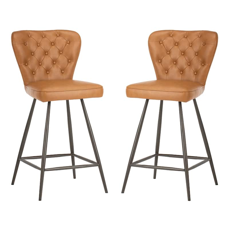 SAFAVIEH Catalina 37-inch Brown Counter Stool (Set of 2) - 16.9" x 21.7" x 37" - 17Wx22Dx37H