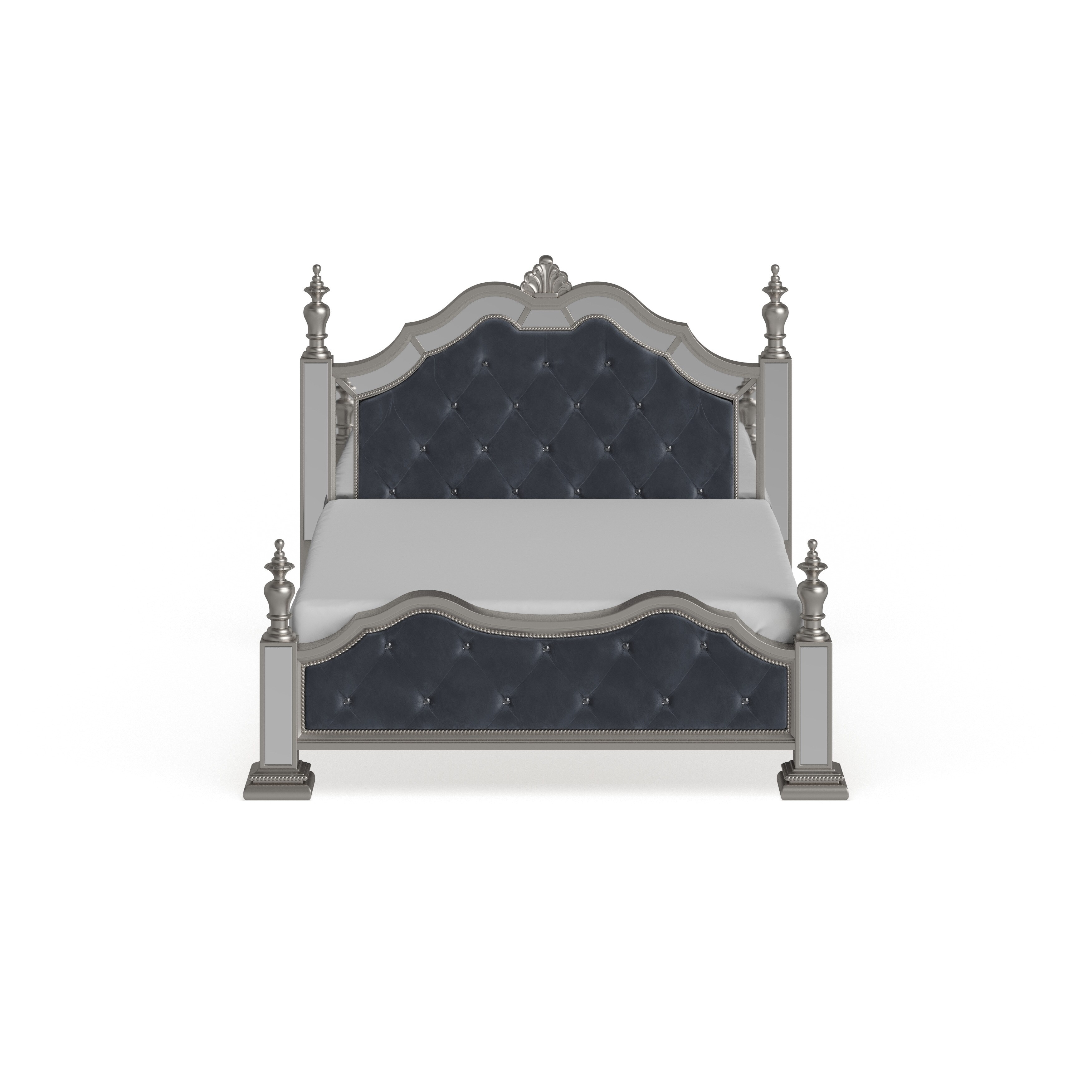 Silver orchid heston glam grey velvet tufted panel bed hotsell