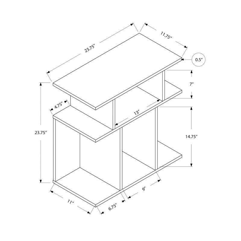 24" Rectangular Wood End Table with Six Open Shelves Perfect for Living Room or Office - 23.75”H x 11.75”W x 23.75”D