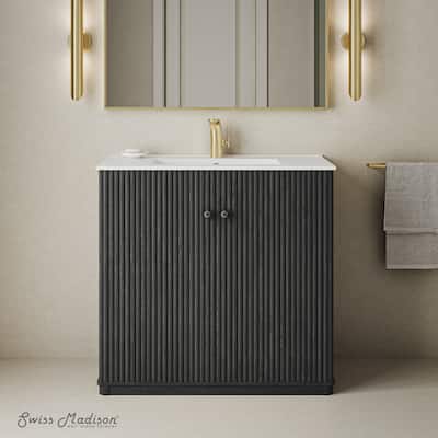 Lafayette 36" Bathroom Vanity In Black Oak - 36