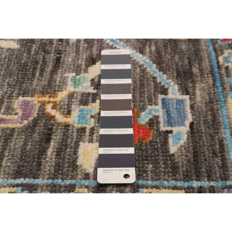 ECARPETGALLERY Hand-knotted Modern Oushak Dark Grey Wool Rug - 9' x 12'
