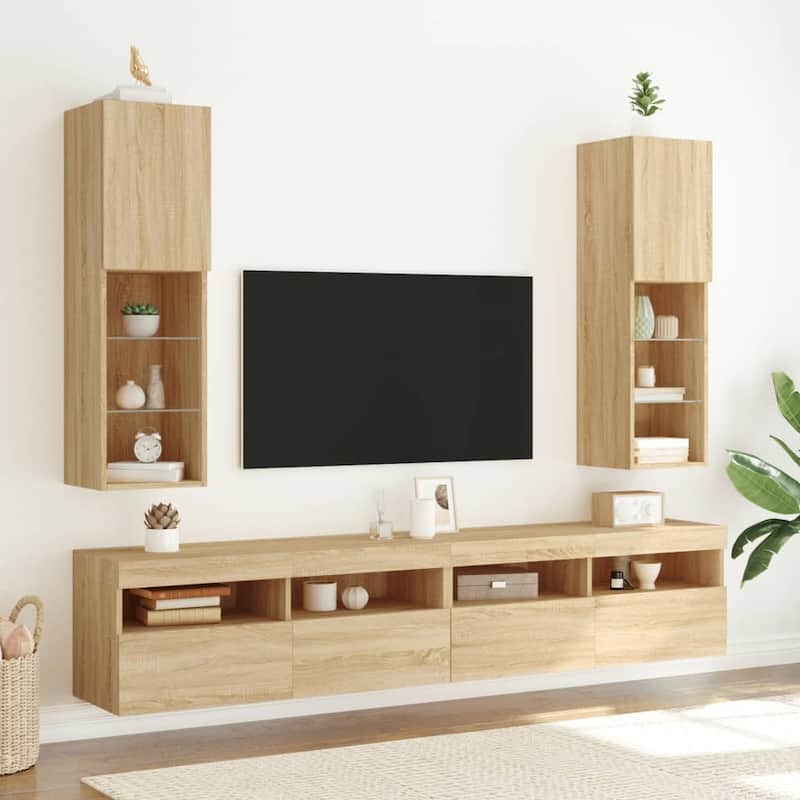 vidaXL TV Cabinet Sonoma Oak Engineered Wood Medium TV Cabinet - 11.8 x 12.0 x 40.2 in