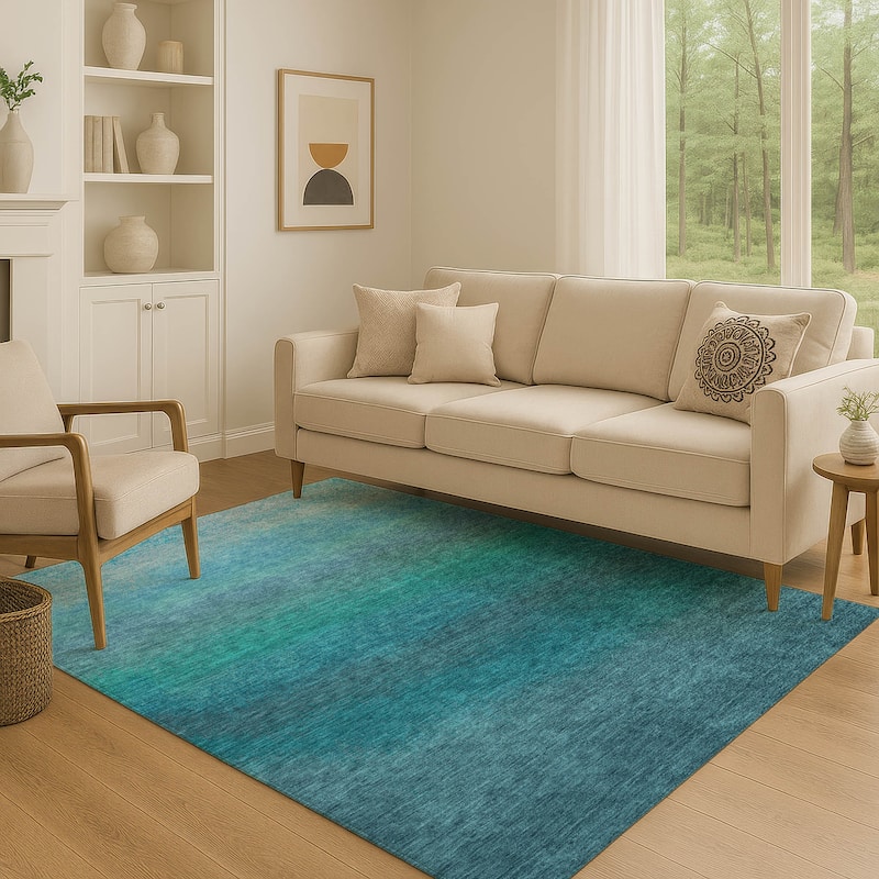 Premium Washable Super Soft Abstract Ombre Mayfield Rug - Teal - 8' x 10'
