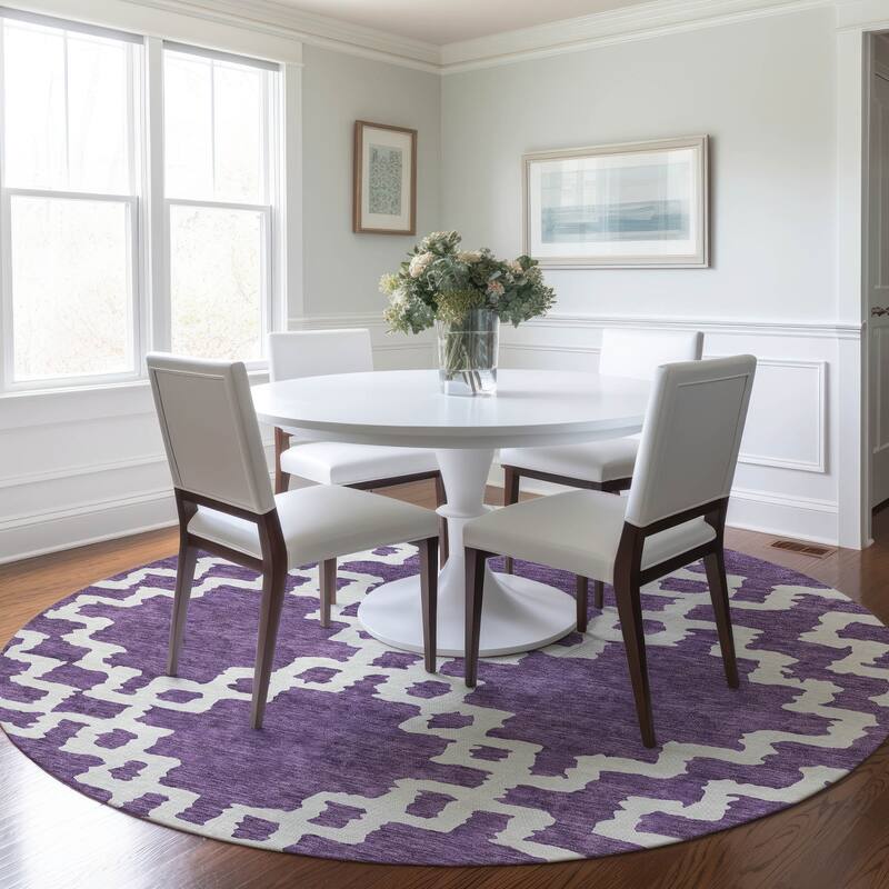 Machine Washable Indoor/ Outdoor Chantille Trellis Geo Rug