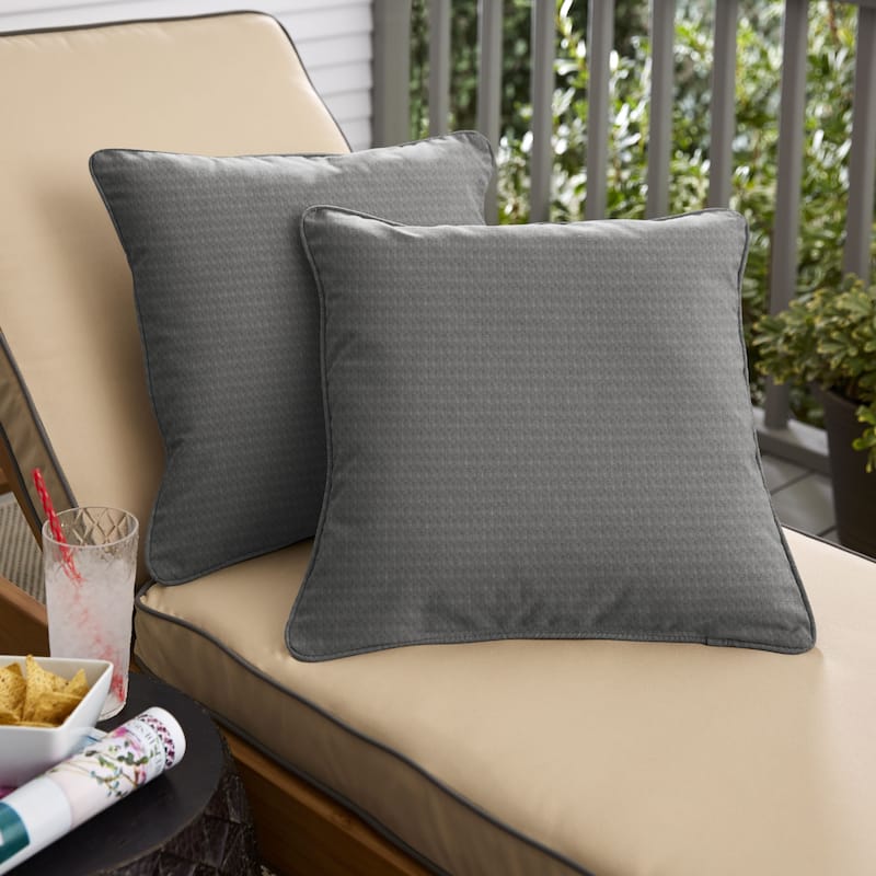 Sorra Home Outdura Solid Indoor/Outdoor Corded Square Pillows (Set of 2)