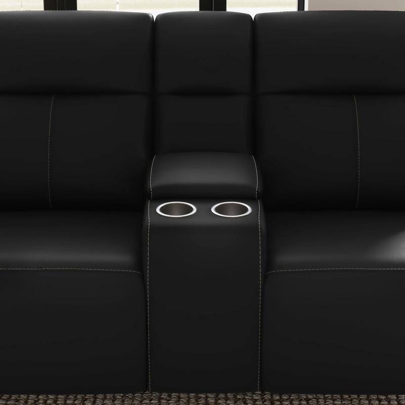 Sonesta Power Reclining Leather Loveseat with Console and Power Headrests