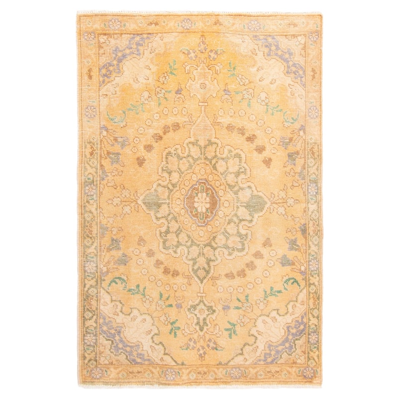 ECARPETGALLERY Hand-knotted Antalya Vintage Beige Wool Rug - 3'1 x 4'9
