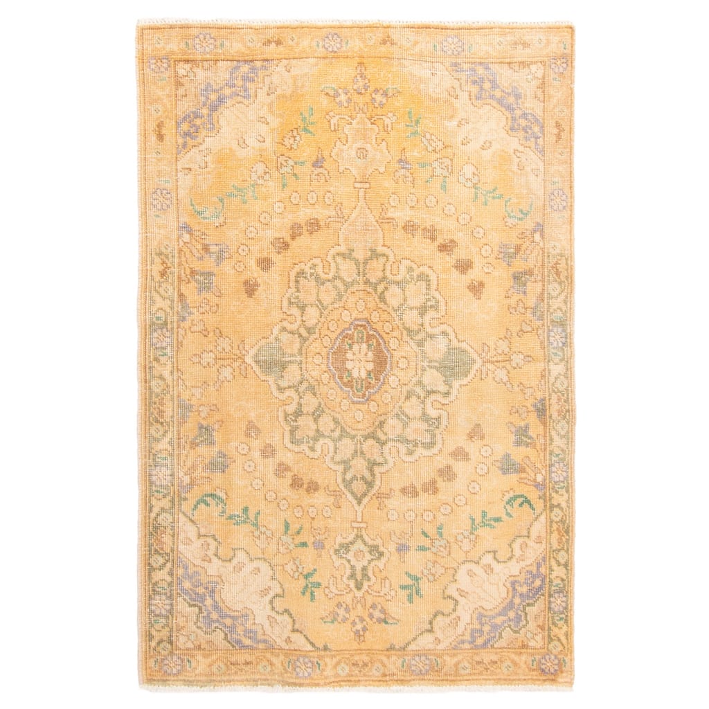 ECARPETGALLERY Hand-knotted Antalya Vintage Beige Wool Rug - 3'1 x 4'9