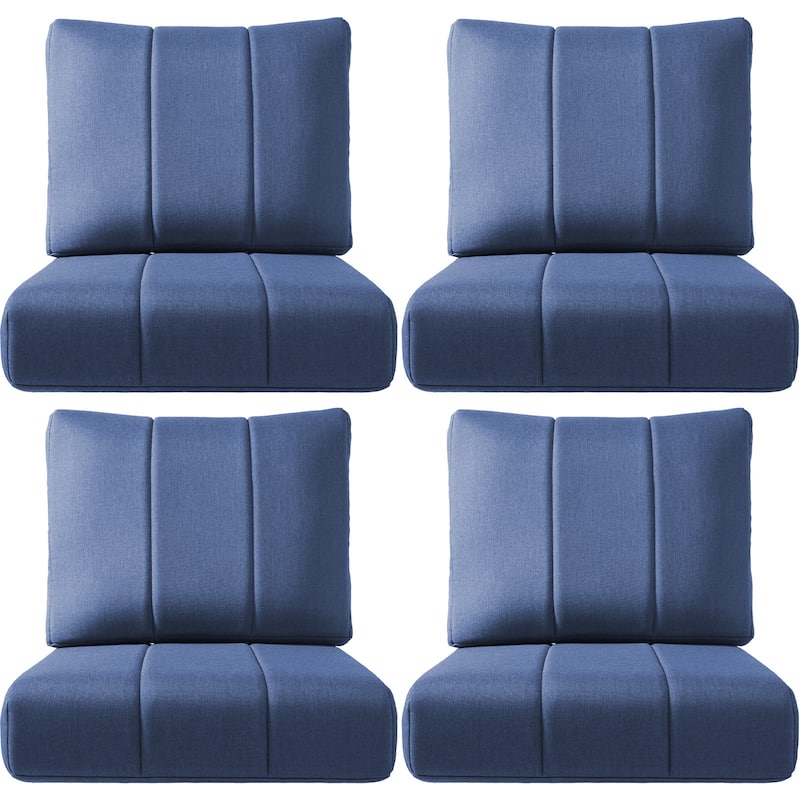 Ivora 24" W x 24" D x 6" T Water & Fade Resistant Outdoor Lounge Chair Replacement Cushion Set - 4 Sets - Navy Blue