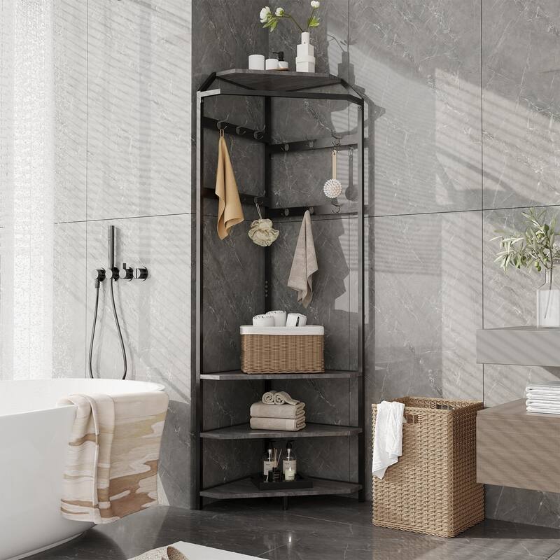 Corner Coat Rack With 6 Double Hooks