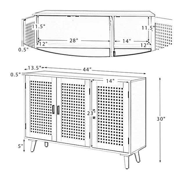 dimension image slide 1 of 2, Gius Contemporary Multifunctional Manufactured Wood Frame Sideboard with Beech Wood Doors by HULALA HOME