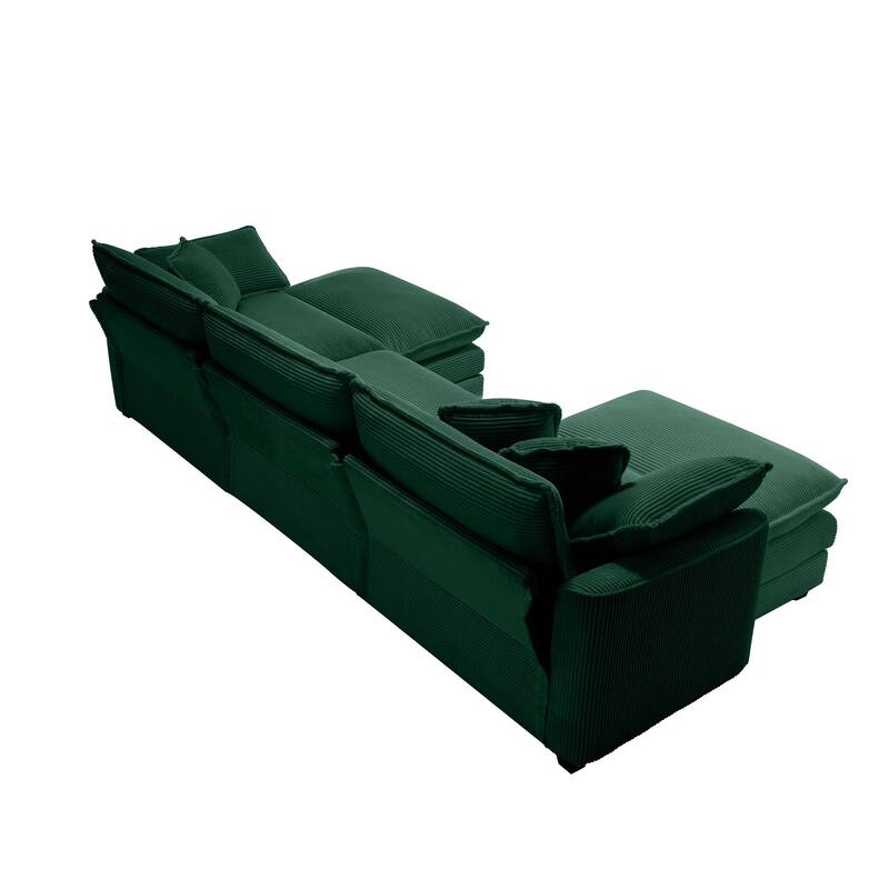 Corduroy U-Shape Modular Sofa with Ottomans, Convertible Corner Couch