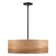 preview thumbnail 7 of 10, Breaux 4-Light Wood Veneer Drum Chandelier with Black Canopy - 22 in. W