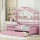 preview thumbnail 28 of 43, House Bed with 2 Drawers, Kids Bed with Storage Shelf Twin Pink