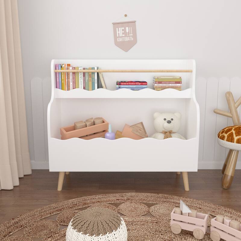 Kids Bookcaes, Children Book Organizer, Toy Storage Cabinet Organizer,White