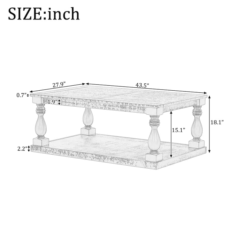 Vintage Coffee Table Featuring Artistic Vase Column Legs and Luxurious Pine Veneer for Timeless Charm