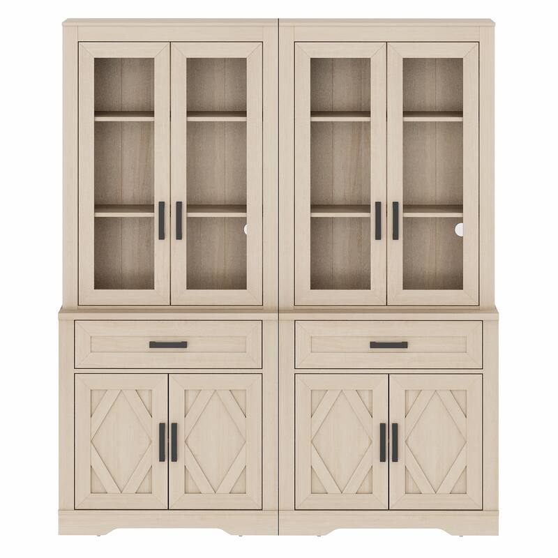 5 Tier Bookcase with Barn Door,73.3" Tall Open Storage Bookshelf