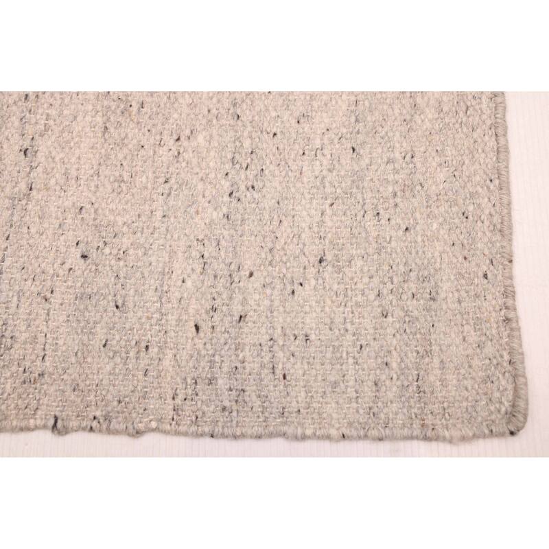 ECARPETGALLERY Flat-Weave Nevada Light Grey Wool Kilim - 7'7 x 10'2