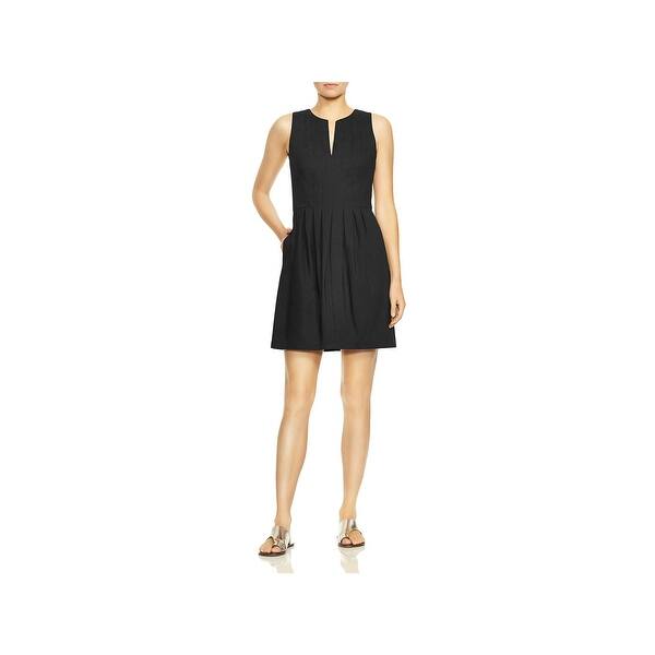 Shop Halston Heritage Womens Casual Dress Linen Blend Notch Neck