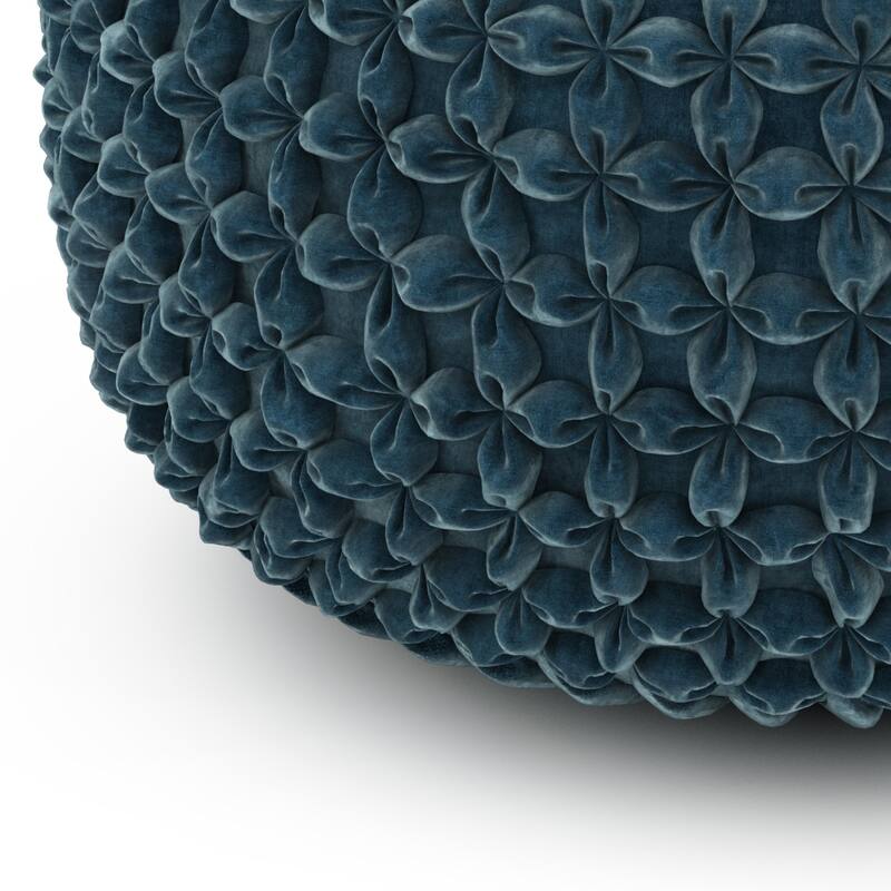 WYNDENHALL Vanessa Round Pouf in Velvet Fabric