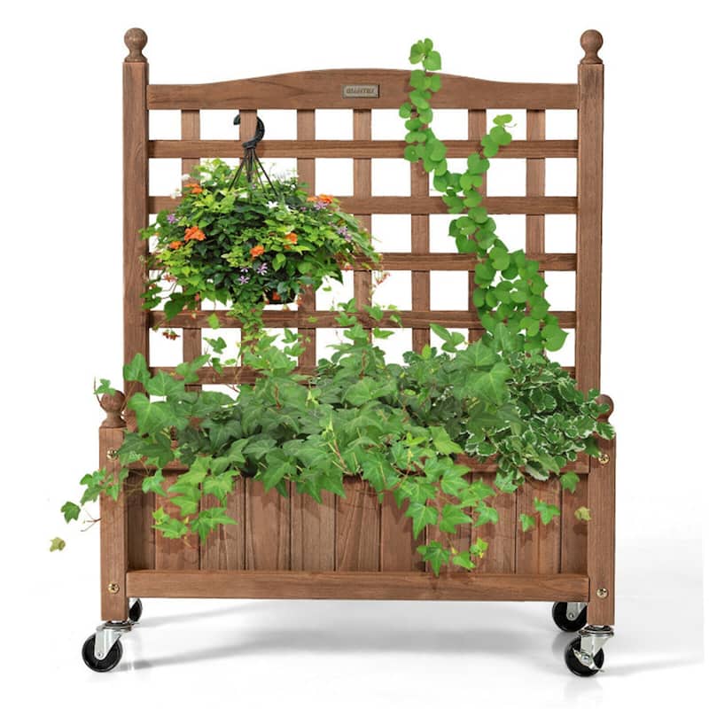 Planter Box with Trellis Mobile Raised Bed