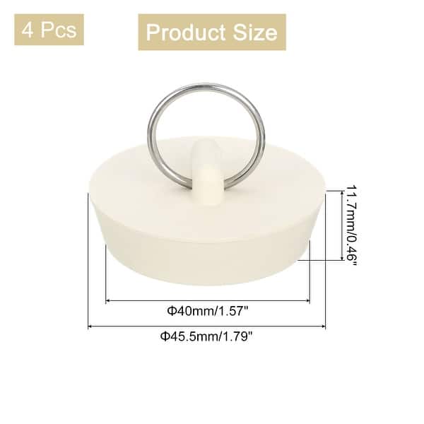 dimension image slide 5 of 6, Rubber Tub Stopper, Bath Tub Drain Stoppers Sink Stopper Drain Plug with Hanging Ring for Bathtub Kitchen Bathroom - White