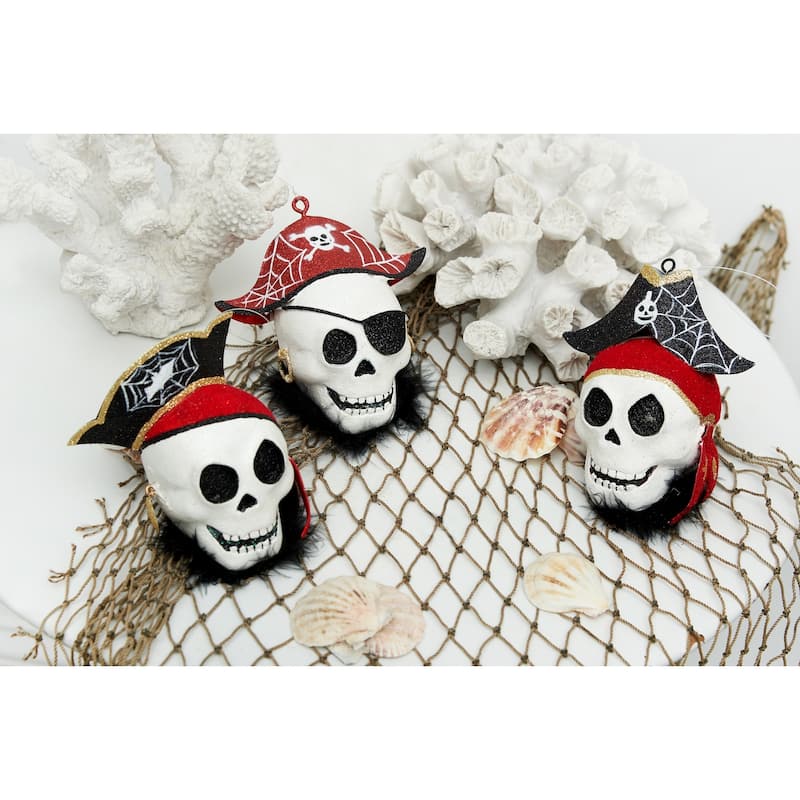 Pirate Cove Head Halloween Christmas Xmas Ornament Set of 3