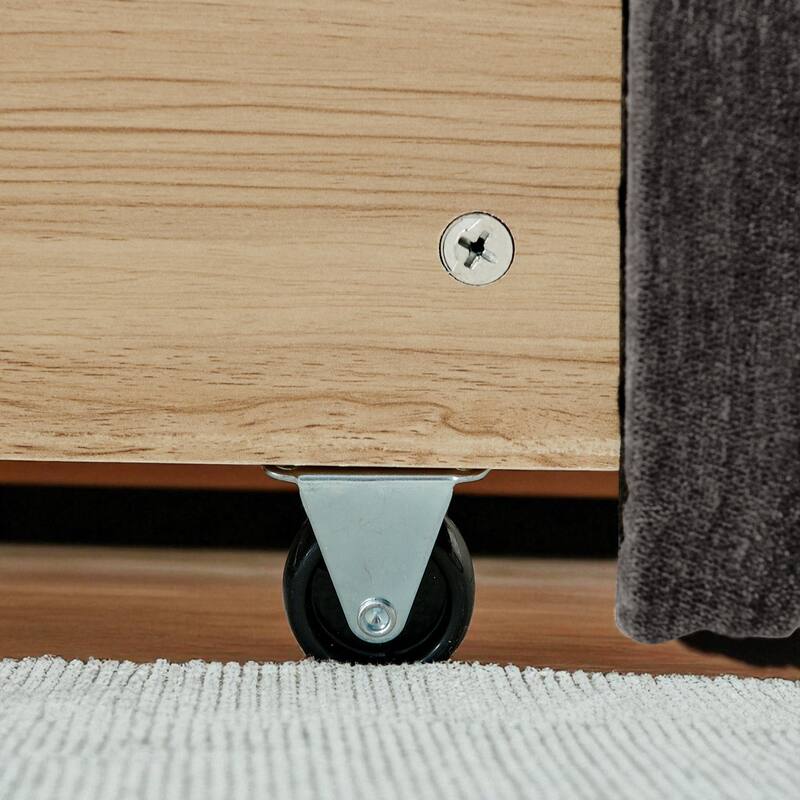 King Upholstered Platform Bed, Chenille Fabric, Headboard, Solid Frame, Under-Bed Storage Drawer, Modern Low-Profile