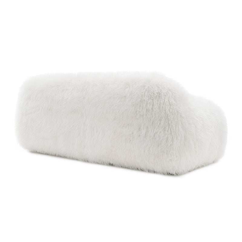 Furniture of America Cynra Modern 82-inch Faux Fur Sofa with Ball Pillow