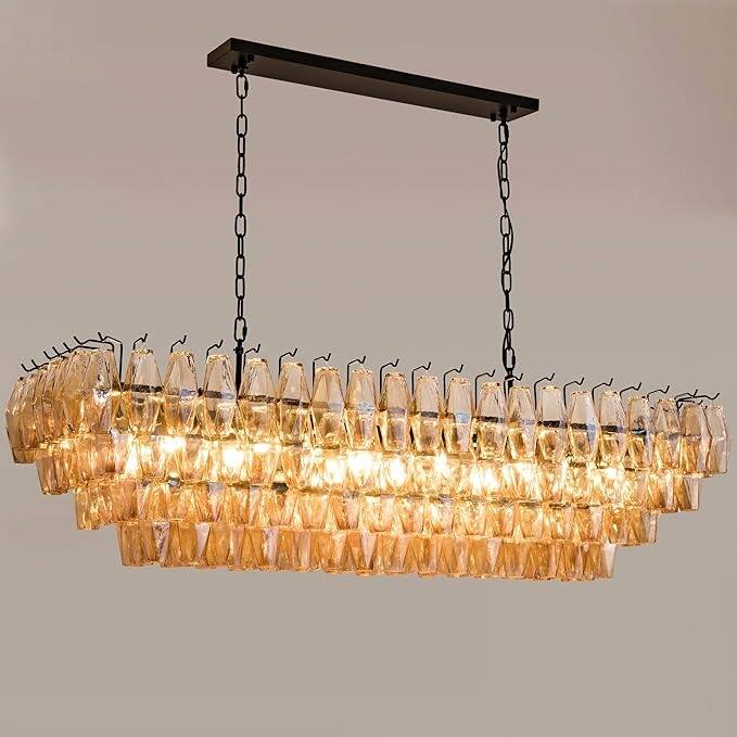KAYLA 37in Modern Extra Large Black Chandeliers - 54in - Black