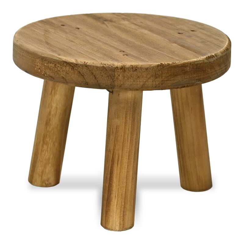 3-Leg Wooden Pedestal Display Stand - 7.75" - Brown