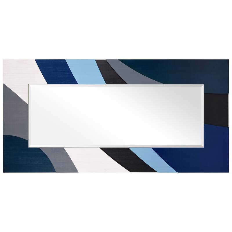 Geometric Blocks Hand Made Solid Paulownia Wood Beveled Leaner Mirror