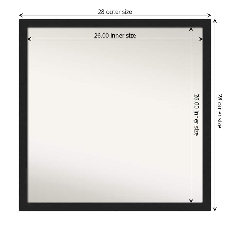 Non-Beveled Wall Mirror - Grace Brushed Metallic Black Narrow Frame - 28 x 28 in - Grace Brushed Metallic Black Narrow
