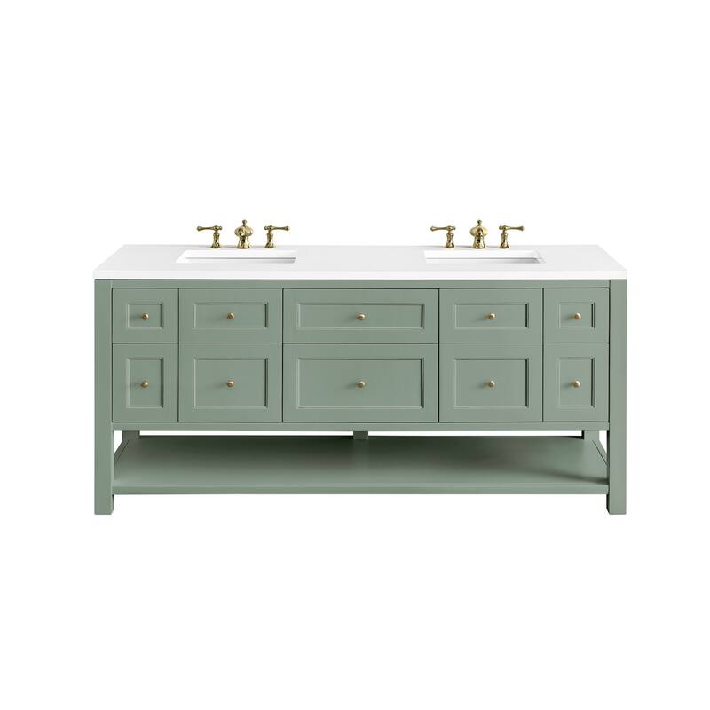 James Martin Vanities 330-V72 Breckenridge 72" Free Standing Double - Smokey Celadon - Steel Finish