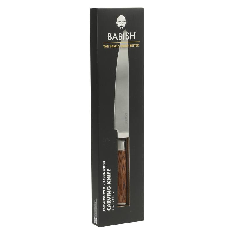 Babish High Carbon 1.4116 German Steel Full Tang 8-Inch Carving Knife - for Carving Meat, Turkey, Roast & BBQ